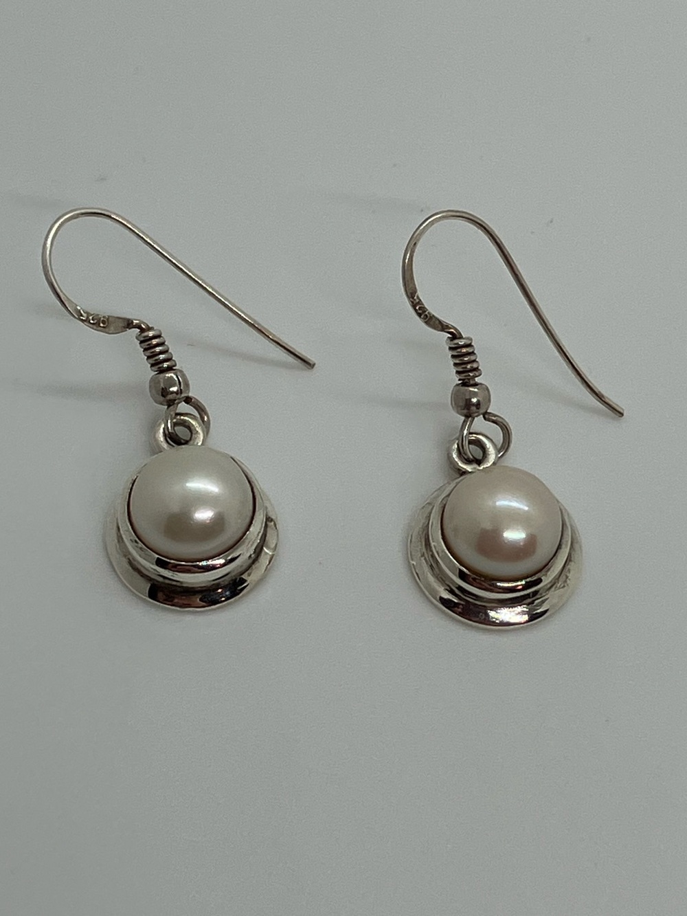 Vtg 925 Freshwater Pearl Drop Dangle Earrings